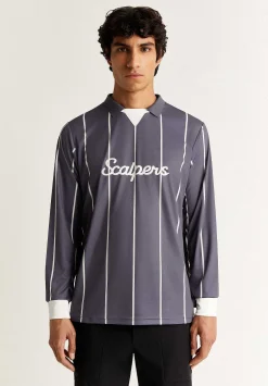 Scalpers Poles<Adrenaline Thin Stripes Long Sleeve Technical Polo