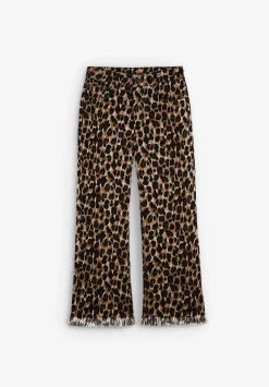 Scalpers Pants<Animal Print Pants With Fringe Hem