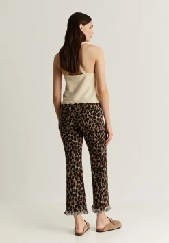 Scalpers Pants<Animal Print Pants With Fringe Hem
