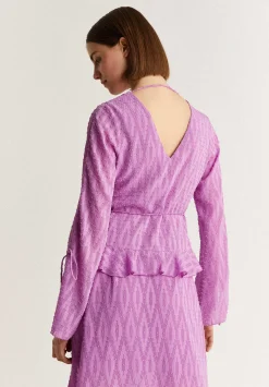 Scalpers Shirts<Asymmetric Hem Plumeti Blouse