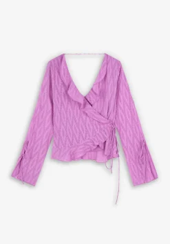Scalpers Shirts<Asymmetric Hem Plumeti Blouse