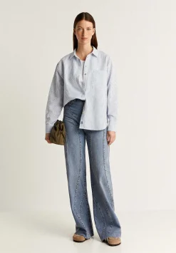 Scalpers Shirts<Combined Striped Linen Shirt