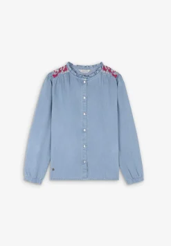 Scalpers Shirts<Contrast Embroidered Denim Blouse