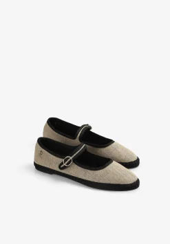 Scalpers Flat Shoes<Linen Slippers Contrast Details