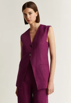 Scalpers Blazers And Vests<Linen Vest With Buttons