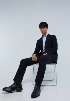 Scalpers Suits<Navy Blue Wool Structured Suit