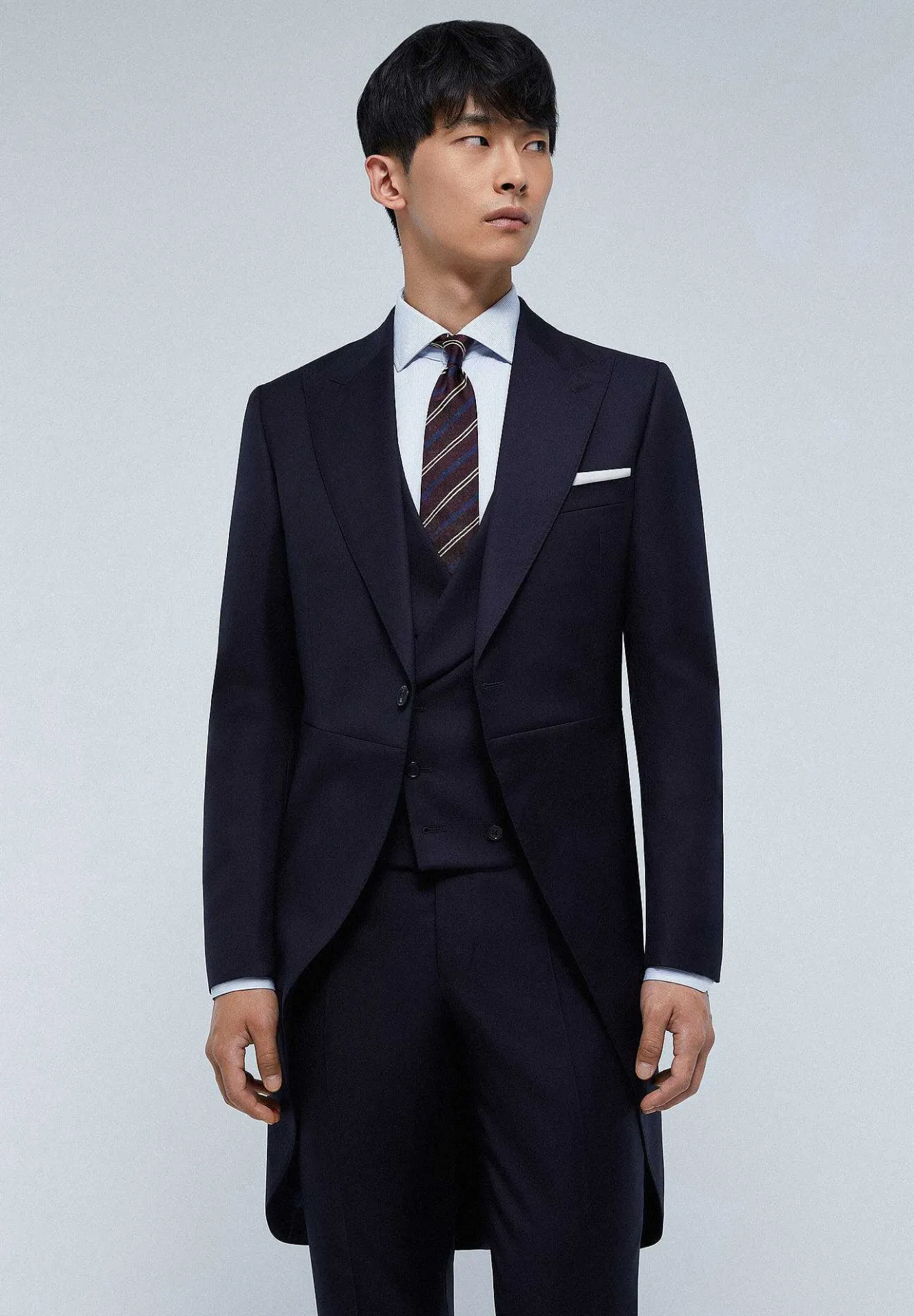 Scalpers Suits<Navy Blue Wool Three Piece Jacket