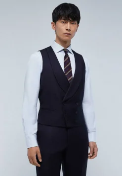Scalpers Suits<Navy Blue Wool Three Piece Jacket
