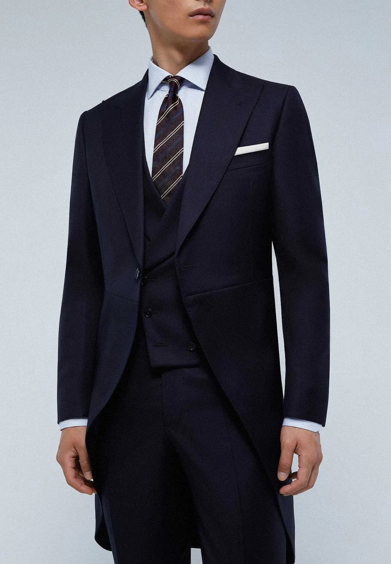 Scalpers Suits<Navy Blue Wool Three Piece Jacket