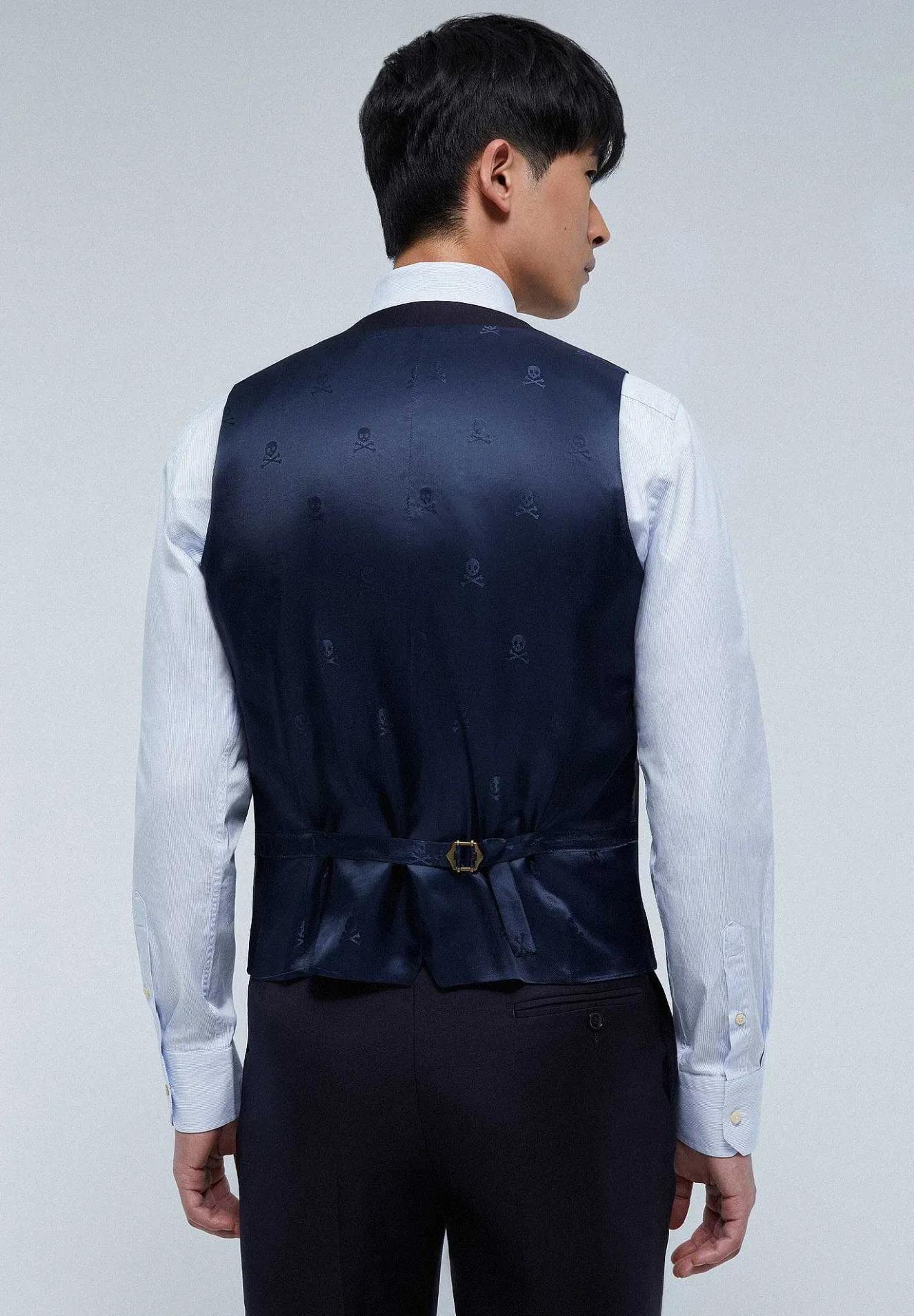 Scalpers Suits<Navy Blue Wool Three Piece Jacket