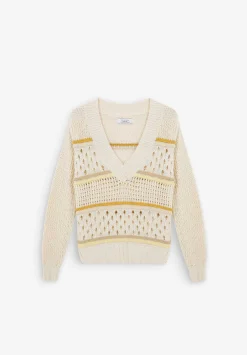 Scalpers Sweaters And Cardigans<Openwork Knitted Sweater V Neckline