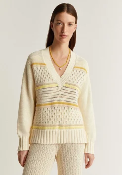 Scalpers Sweaters And Cardigans<Openwork Knitted Sweater V Neckline