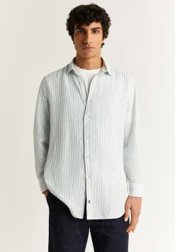 Scalpers Casual<Premium Linen Striped Slim Shirt