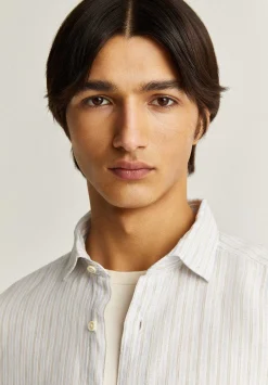Scalpers Casual<Premium Linen Striped Slim Shirt