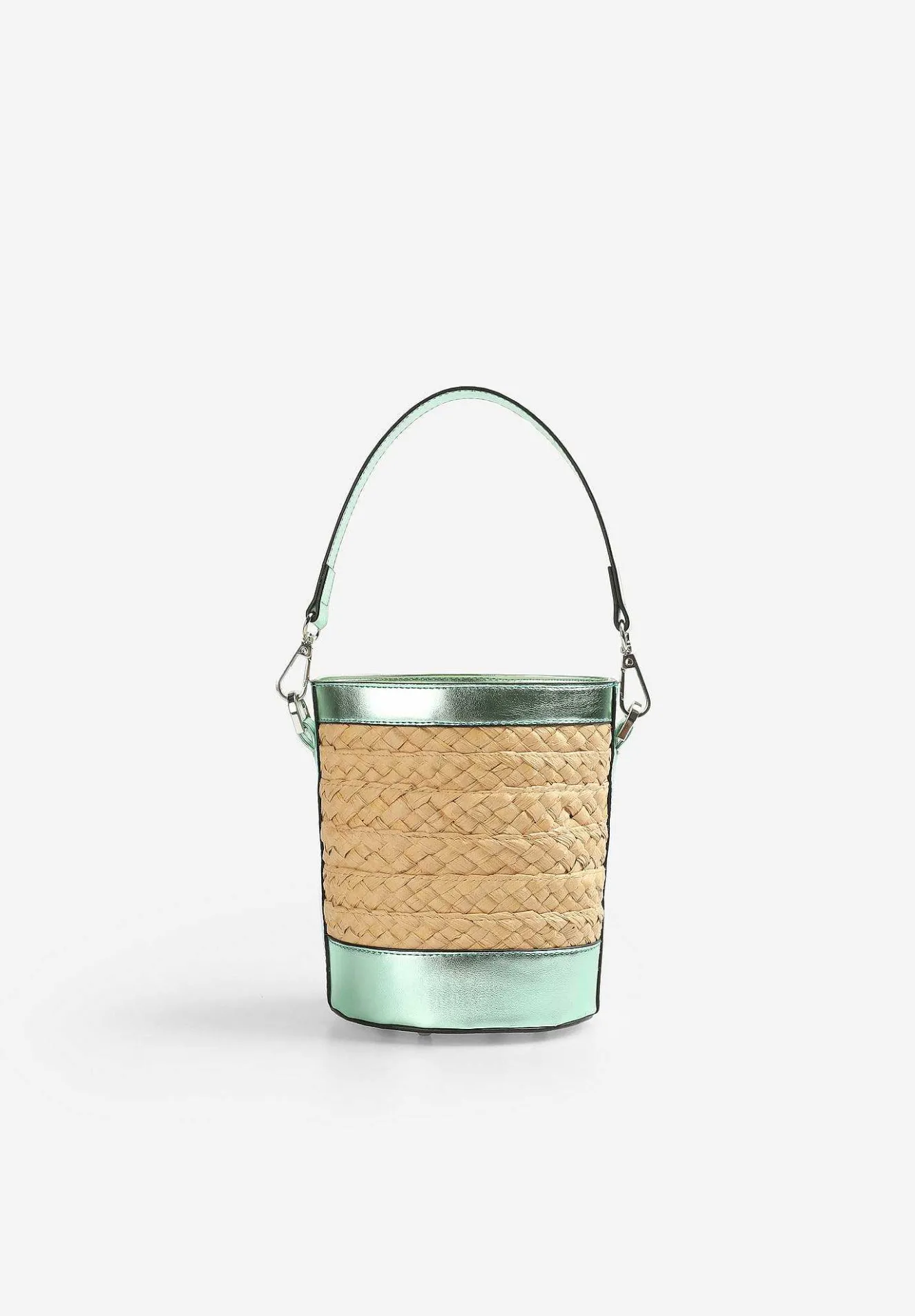 Scalpers Fur<Raffia Bucket Bag With Metallic Detail