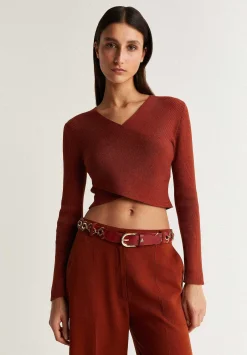 Scalpers Sweaters And Cardigans<Ribbed Knit Cropped Top