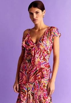 Scalpers Dresses<Ruffles Print Midi Dress