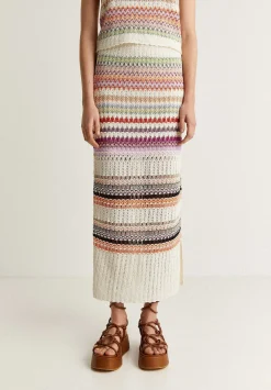 Scalpers Skirts<Striped Crochet Midi Skirt