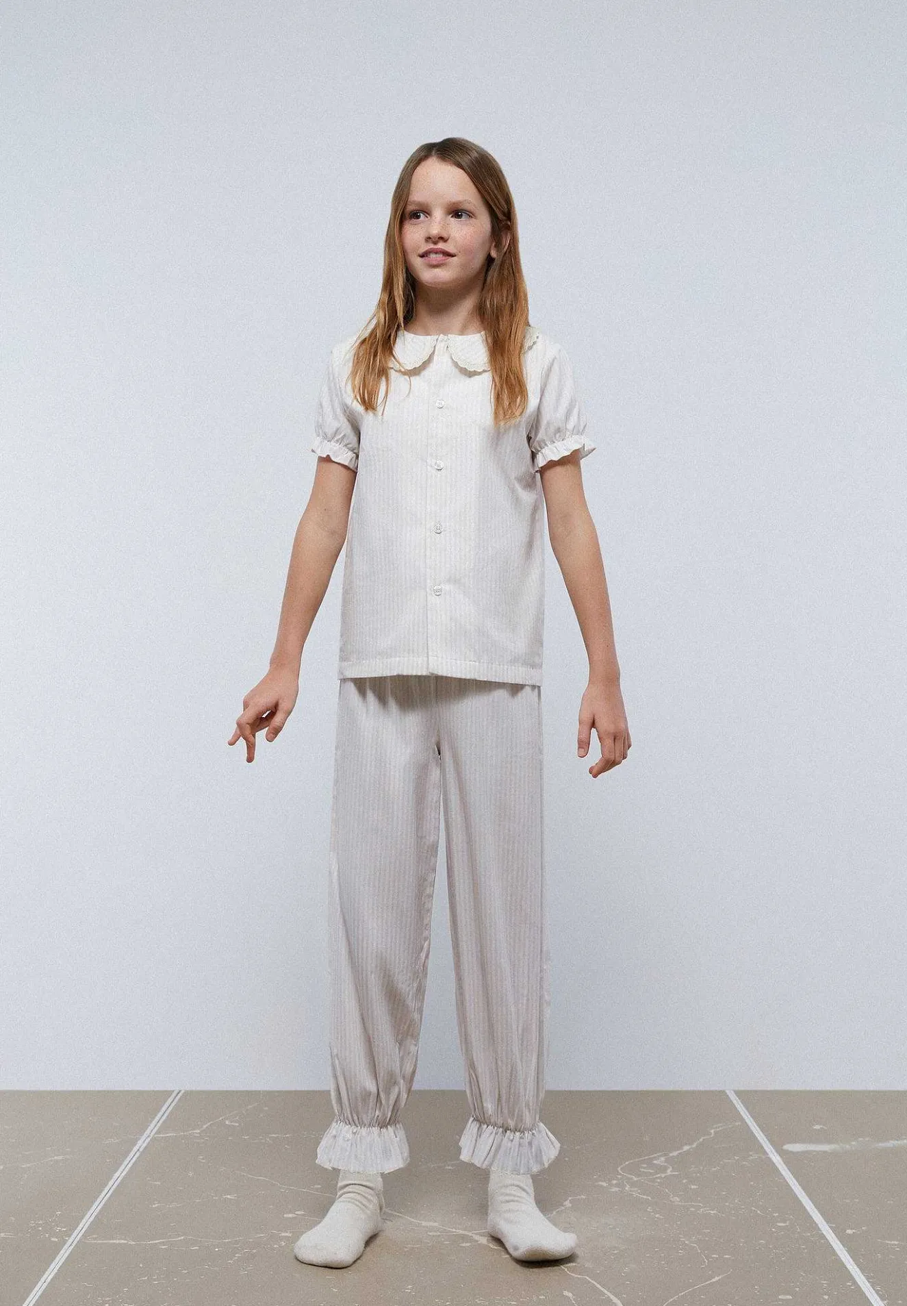 Scalpers Pajamas<Striped Pajamas With Embroidered Strip Neck
