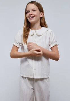 Scalpers Pajamas<Striped Pajamas With Embroidered Strip Neck