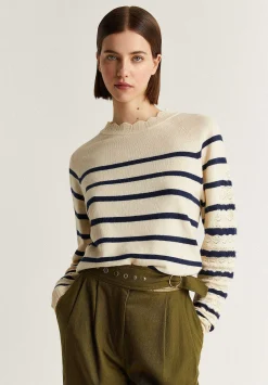Scalpers Sweaters And Cardigans<Striped Sweater With Knit Detail
