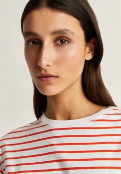 Scalpers T-Shirts And Tops<Striped T-Shirt With Pleated Detail