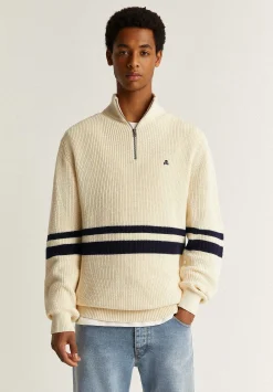 Scalpers Sweaters And Cardigans<Striped Zipper Neck Sweater