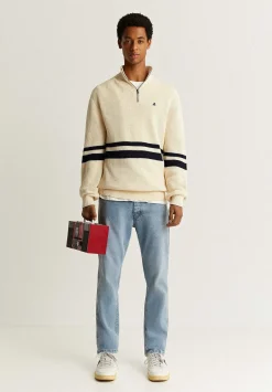 Scalpers Sweaters And Cardigans<Striped Zipper Neck Sweater