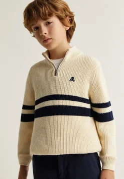 Scalpers Sweaters And Cardigans<Striped Zipper Neck Sweater