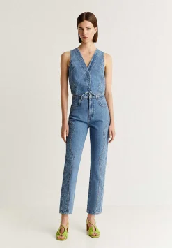 Scalpers Blazers And Vests<Textured Denim Vest