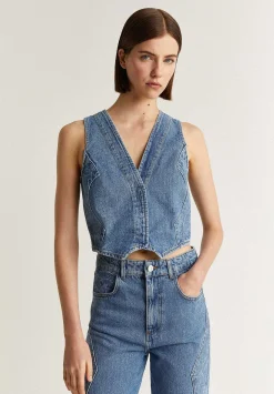 Scalpers Blazers And Vests<Textured Denim Vest