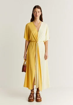 Scalpers Dresses<Two-Tone Cupro Midi Dress