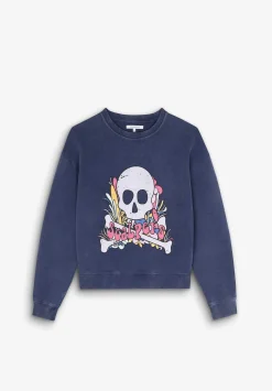 Scalpers Sweatshirts<Washed Effect Skull Print Sweatshirt